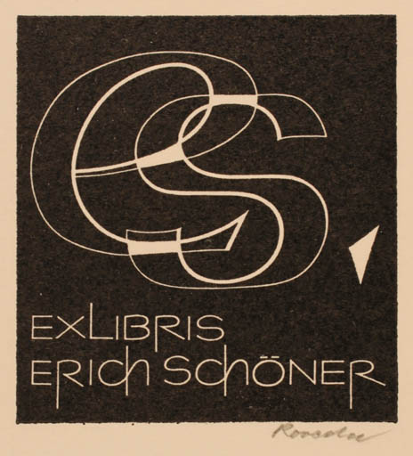 Exlibris by Roland Roveda from Austria for Erich Schöner - Text/Writing 