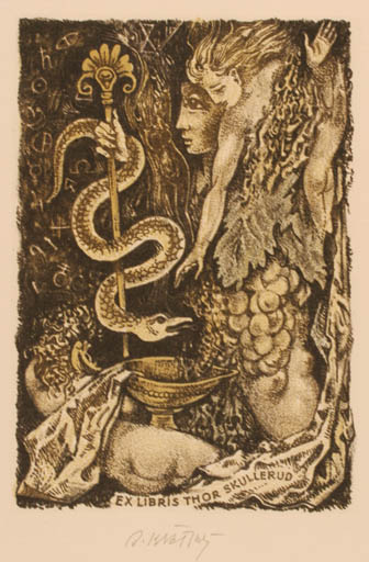 Exlibris by Bohumil Kratky from Czechoslovakia for Thor Skullerud - Surrealism 