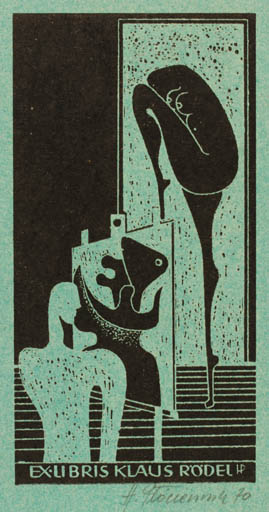 Exlibris by Henryk Plociennik from Poland for Klaus Rödel - Surrealism 