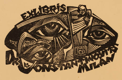 Exlibris by Arisztid Nagy from Hungary for Jonstantinovits Milan - Surrealism 