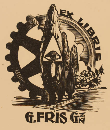 Exlibris by Reinier Snapper from Netherland for G Fris - Surrealism 