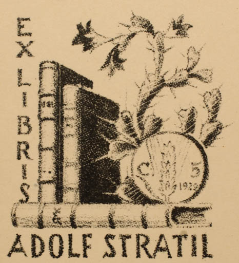 Exlibris by Ruda Kubicek from Czech Republic for Adolf Stratil - Book Flora 