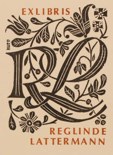 Exlibris by Hermann Huffert from Germany for Reglinde Lattermann - Flora Monogram 