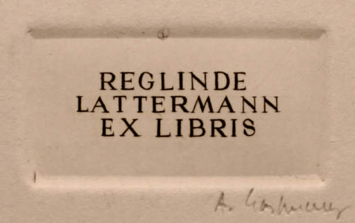 Exlibris by André Gastmans from Belgium for Reglinde Lattermann - Text/Writing 