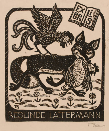 Exlibris by Wilhem Richter from Germany for Reglinde Lattermann - Fauna Bird 