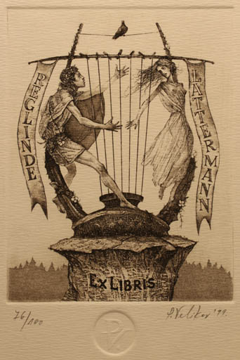 Exlibris by Peter Velikov from Bulgaria for Reglinde Lattermann - Music Couple Romance 