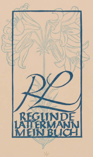 Exlibris by Ottmar Premstaller from Austria for Reglinde Lattermann - Flower 