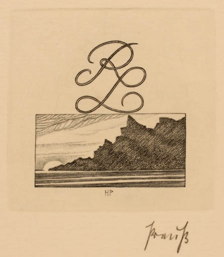 Exlibris by Heinrich Preuß from Germany for Reglinde Lattermann - Mountain 