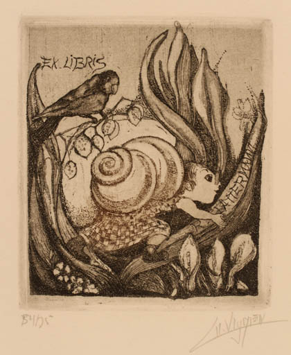 Exlibris by Lies van Vlijmen from Netherland for Reglinde Lattermann - Fairytale/fable 