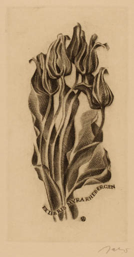 Exlibris by Wojciech Jakubowski from Poland for Myra Rhebergen - Flower Flora 