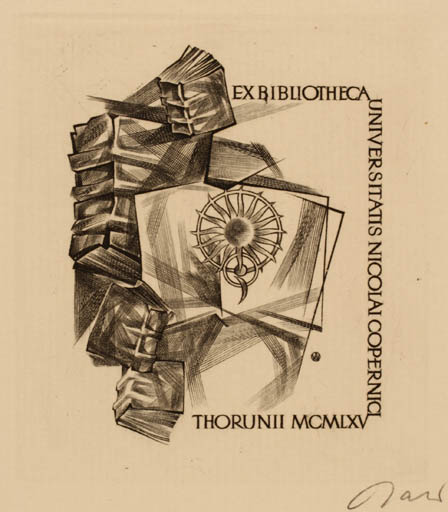 Exlibris by Wojciech Jakubowski from Poland for Bibliotheca Universitatis Nicolai Copernici Thorunii - Book 