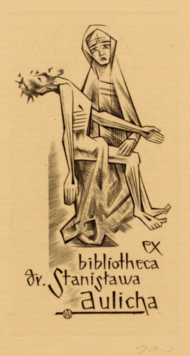 Exlibris by Wojciech Jakubowski from Poland for Dr. Stanislaw Aulich - Religion 