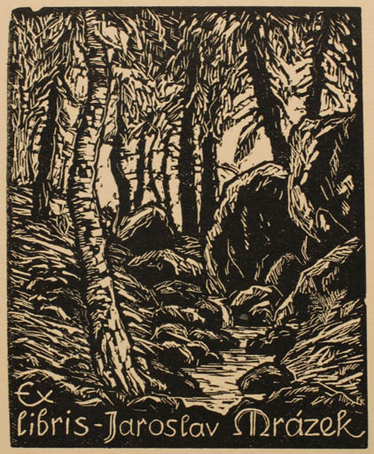 Exlibris by Karel Kunes from Czech Republic for Jaroslav Mrazek - Scenery/Landscape Forest 