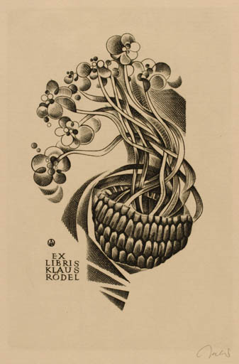 Exlibris by Wojciech Jakubowski from Poland for Klaus Rödel - Flower 