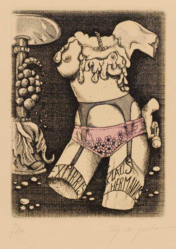 Exlibris by Elly de Koster from Czechoslovakia for Klaus Hermanns - Erotica Surrealism 