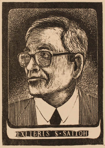 Exlibris by Aiko Nojima from Japan for Senichiro Saitoh - Man Portrait 