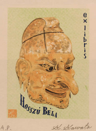 Exlibris by Kiichiro Kawata from Japan for Bèla Hosszu - Man Portrait 