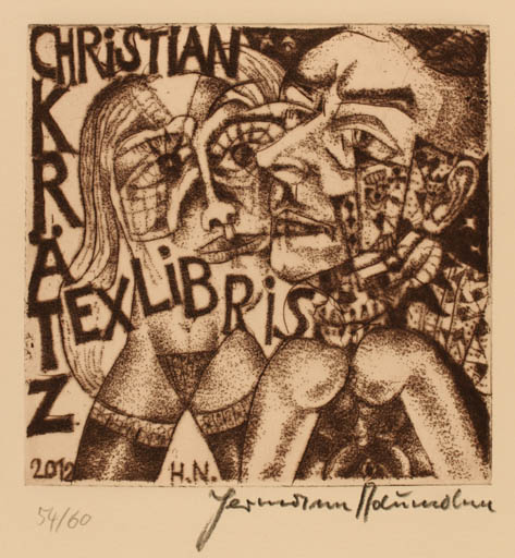 Exlibris by Hermann Naumann from Germany for Christian Krätz - 