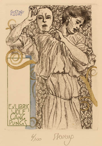 Exlibris by Hilde Stevens from Belgium for Dr. Wolfgang Pungs - Woman 