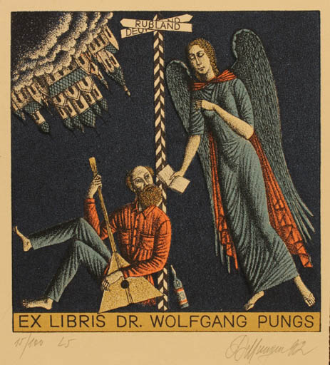 Exlibris by Valerij Mischin from Russia for Dr. Wolfgang Pungs - Angel Music 