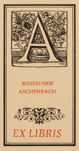 Exlibris by Christian Lüttich from Germany for Rosemarie Aschenbach - Flower 