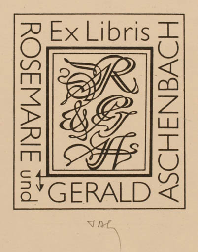 Exlibris by Gerhard Tag from Germany for Rosemarie & Gerald Aschenbach - Monogram Text/Writing 