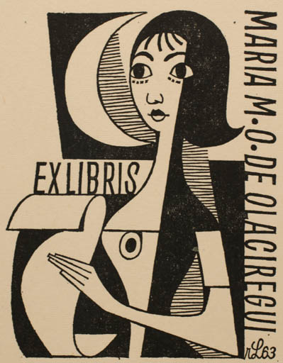 Exlibris by Richard Lander from Czech Republic for Maria M. O. de Olaciregui - Woman 