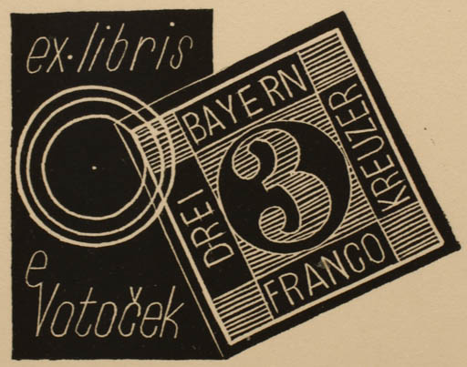 Exlibris by Richard Lander from Czech Republic for E. Votocek - Text/Writing 