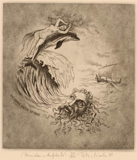 Exlibris by Petr Minka from Czech Republic for Heidi & Horst Sparke - Maritime Mythology 