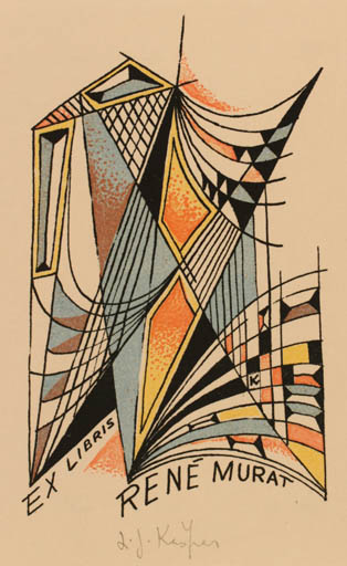 Exlibris by Ladislav J. Kaspar from Yugoslavia for René Murat - Abstract 