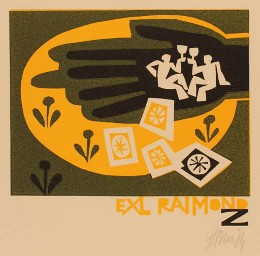 Exlibris by Miroslav Houra from Czech Republic for Z. Raimond - Hand(s) 