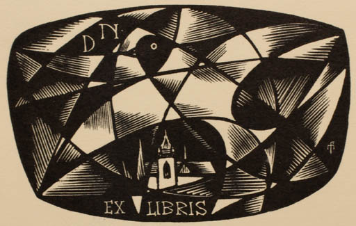 Exlibris by Dr. Otakar Marik from Czech Republic for ? D. N. - Bird Church 