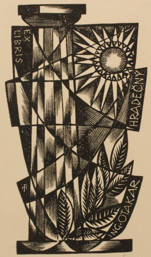 Exlibris by Dr. Otakar Marik from Czech Republic for Ing. Otakar Hradecny - Sun 