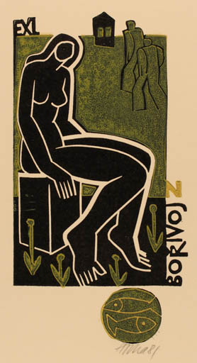 Exlibris by Miroslav Houra from Czech Republic for Borivoj N. - Woman 