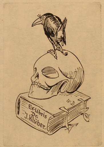 Exlibris by Wilhelm M. Busch from Germany for Dr. med. Joseph Klüber - Book Death Bird 