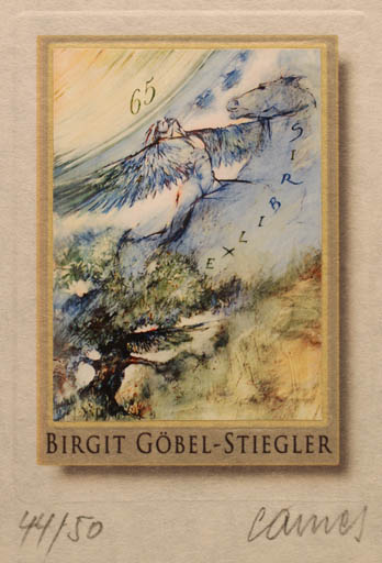 Exlibris by Norbert Cames from Germany for Birgit Göbel-Stiegler - Horse Horseman/Rider 