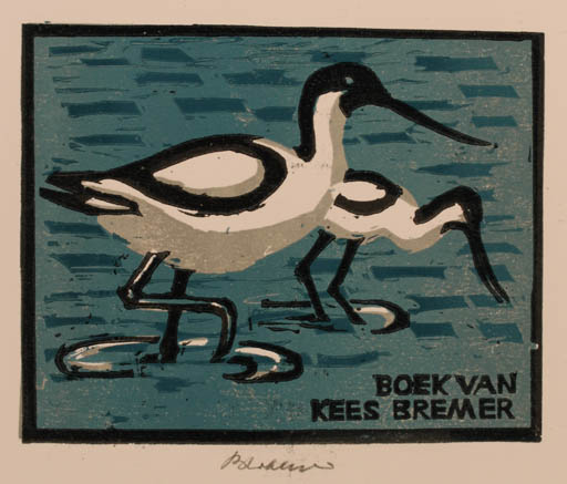 Exlibris by Henk Blokhuis from Netherland for Kees Bremer - Bird 