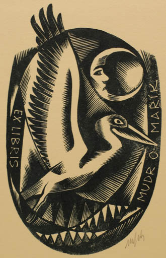 Exlibris by Dr. Otakar Marik from Czech Republic for Dr. Otakar Marik - Bird 