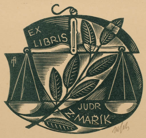 Exlibris by Dr. Otakar Marik from Czech Republic for Zbynek Marik - Flora Law 