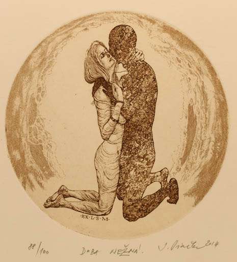 Exlibris by Igor Piacka from Slovak Republic for Stanislav Mlýnek - Couple Romance 