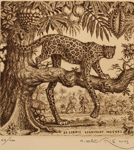 Exlibris by Peter Klucik from Slovak Republic for Stanislav Mlýnek - Fauna Fruit Tree 