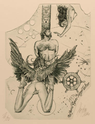 Exlibris by Günter Hujber from Czech Republic for Klaus-Jürgen Tischer - Erotica 