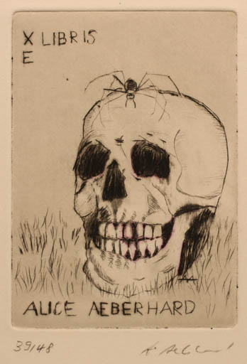 Exlibris by Alice M. Aeberhard from Schwitzerland for Alice M. Aeberhard - Death Insect 