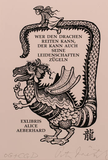 Exlibris by Peter Dietzsch from Germany for Alice M. Aeberhard - Fairytale/fable Fable Animal 