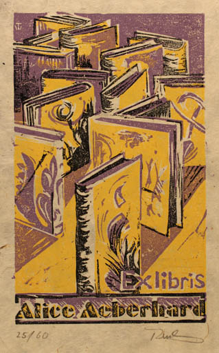 Exlibris by Thomas Wüthrich from Schwitzerland for Alice M. Aeberhard - Book 