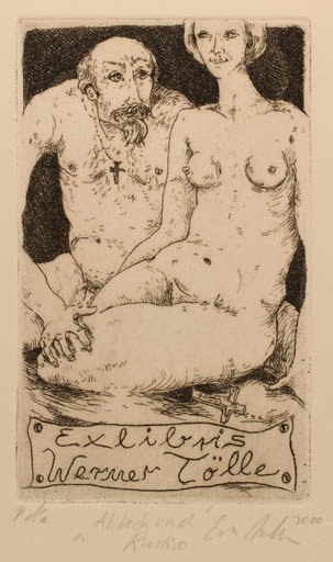 Exlibris by Eva Aulmann from Germany for Werner Tölle - Couple 