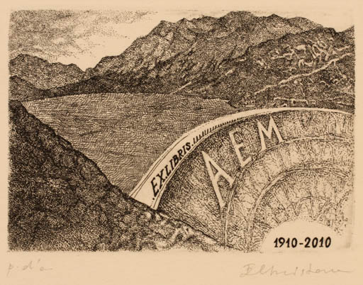 Exlibris by Evgeniya Hristova from Bulgaria for A. E. M. - Scenery/Landscape 