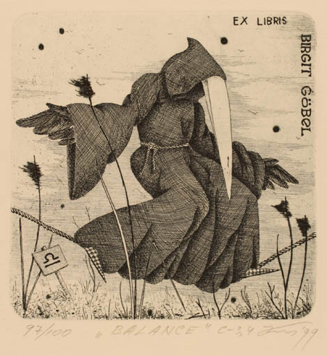 Exlibris by Andriy Kens from Ukraine for Birgit Göbel-Stiegler - Bird 