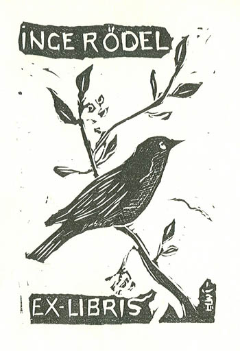 Exlibris by Börge Elwi Carlson from Sweden for Inge Rödel - Fauna Bird 