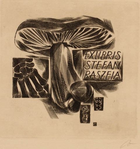 Exlibris by Wojciech Jakubowski from Poland for Stefan Raszeja - Flora 